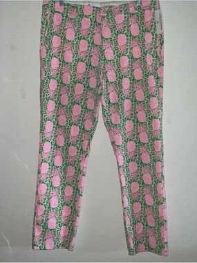 LILLY PULITZER MEN’S STUFF PINK GRREN MIZNER STRETCH PANTS PINEAPPLE 40x34 NWT
